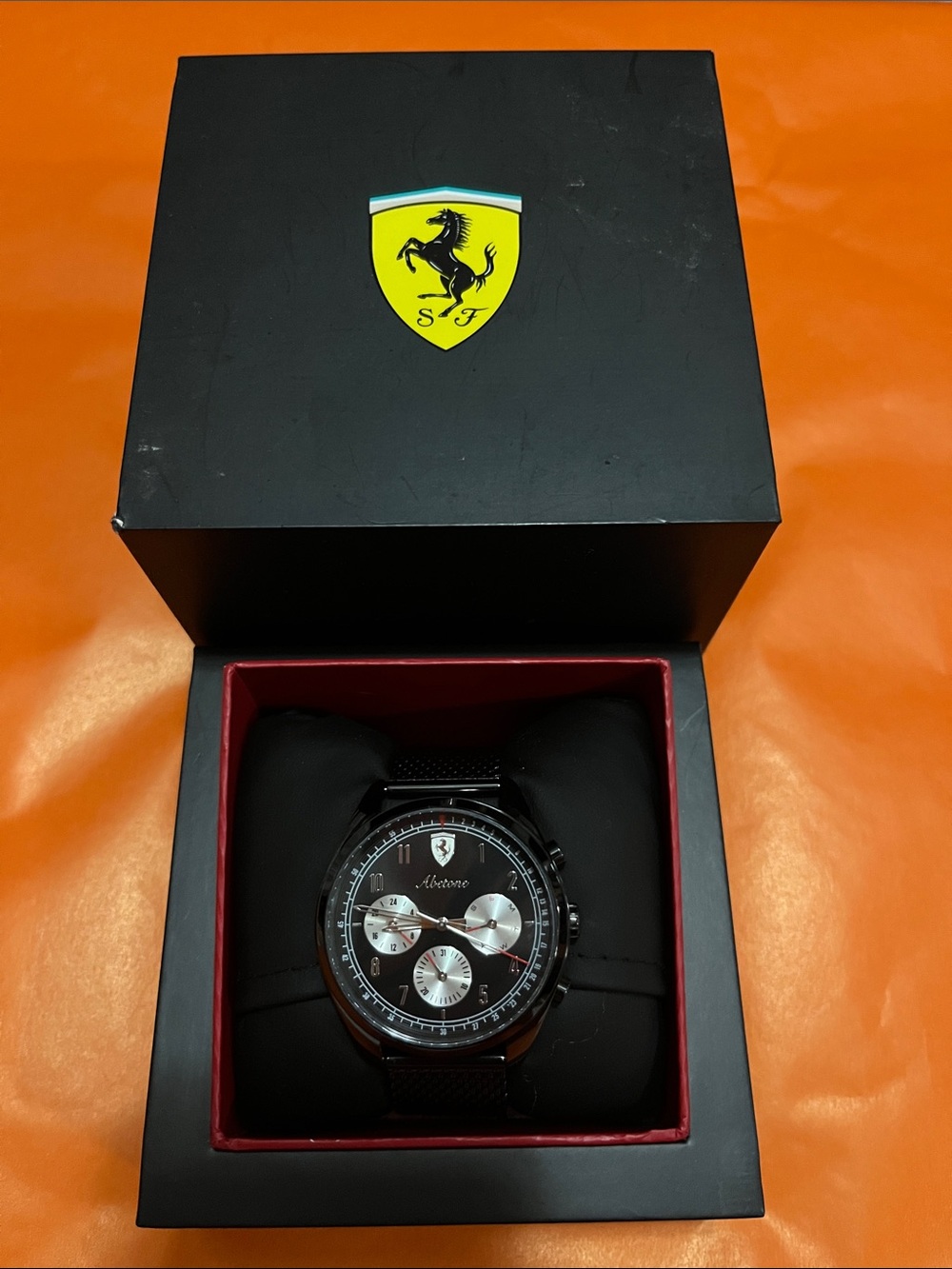 Ferrari Black Men's Chronograph with Silver Subdials
